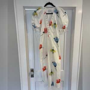 Sleeper Cream and Multicolor Lace-Up Dress